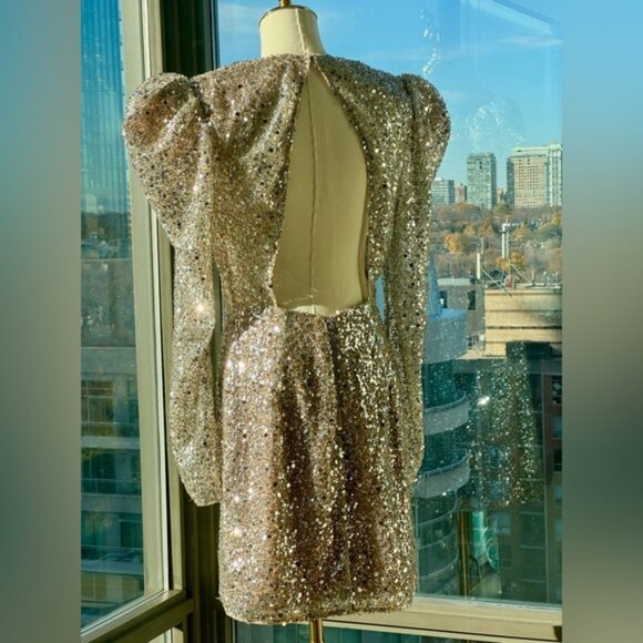 🆕 BRONX & BANCO 🧿 NWOT Tessa Silver Sequin Mini Dress, Sz L US 8 - Picture 9 of 15